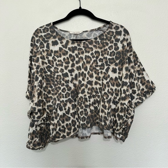 Grade & gather women’s size M/L oversized ruffle animal printed boxy blouse - Picture 1 of 5